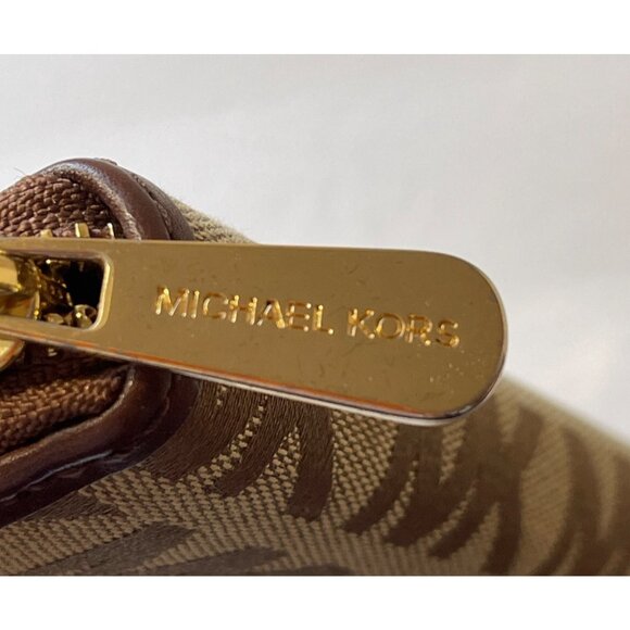 Vtg 90s Michael Kors Signature MK Logo Fabric Leather Wallet Continental Zip - Picture 7 of 7